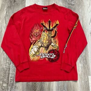 Vintage Dragon Ball Z Youth L Long Sleeve Short Vegeta 2002 Y2K Sleeve Logo Red